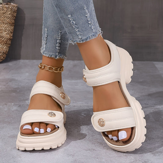 Women's Platform Sandals with Velcro Closure – Fashionable Outdoor Summer Shoes with an Elegant Look