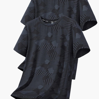 Herren Freizeit T-Shirt Set – Atmungsaktive Sommer Oberteile im tropischen Stil, ideal für Alltag und Sport