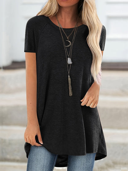 Women's Tunic Shirt Short Sleeve Loose Fit Casual Everyday