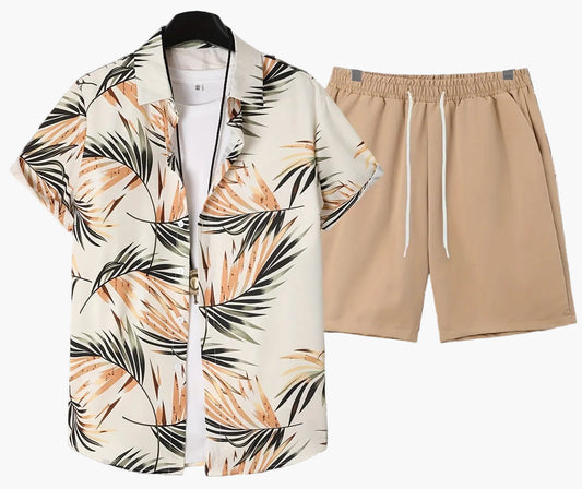 Men's Summer Set – Short-Sleeve Hawaiian Shirt and Shorts, Casual Outfit for Vacation & Everyday Wear