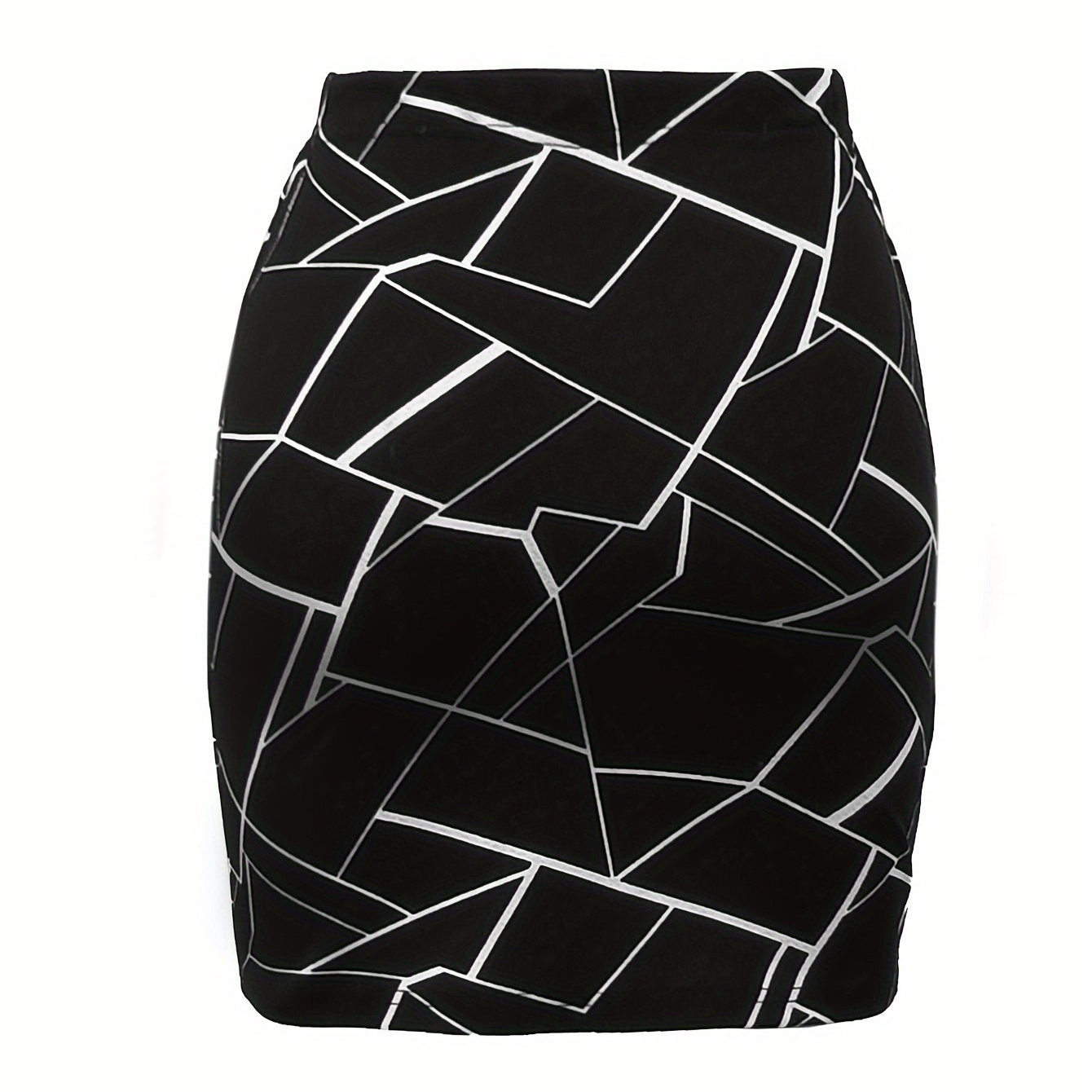 Women's mini skirt with geometric pattern and modern cut – stylish for office & leisure