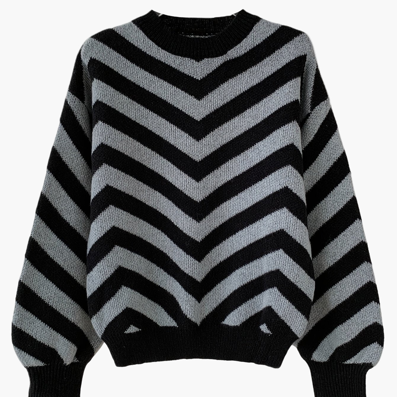 Damen Strickpullover mit Chevron-Muster und modernem Oversize-Look – Perfekt für Herbst und Winter