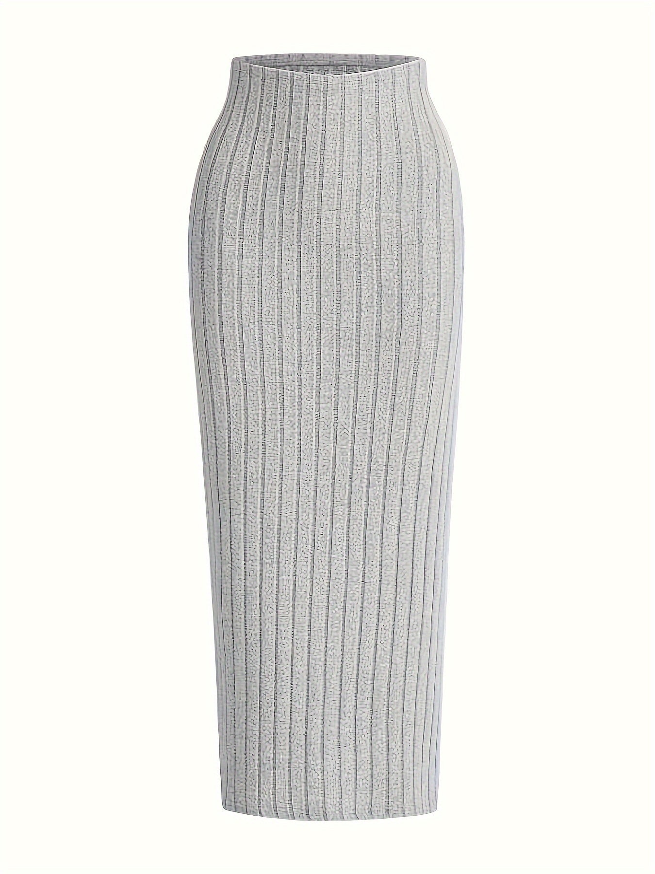 Women's Ribbed Knit Skirt – Elegant Maxi Skirt for Everyday and Office Wear