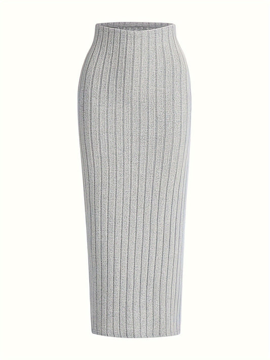 Women's Ribbed Knit Skirt – Elegant Maxi Skirt for Everyday and Office Wear