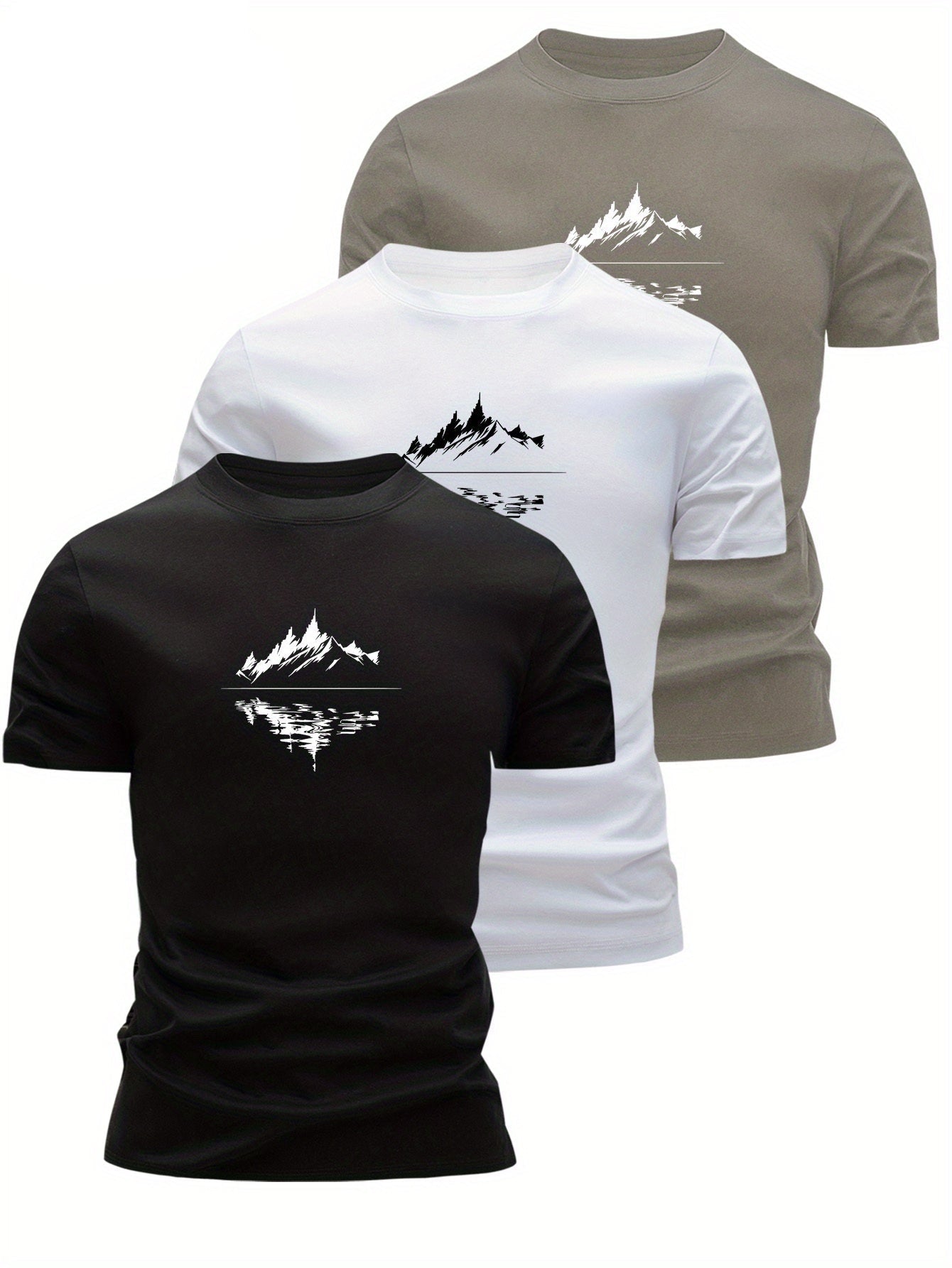 Men's T-Shirt with Mountain Landscape Print – Modern Casual Shirt for Outdoor and Everyday Use