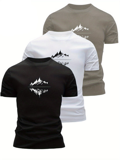 Men's T-Shirt with Mountain Landscape Print – Modern Casual Shirt for Outdoor and Everyday Use