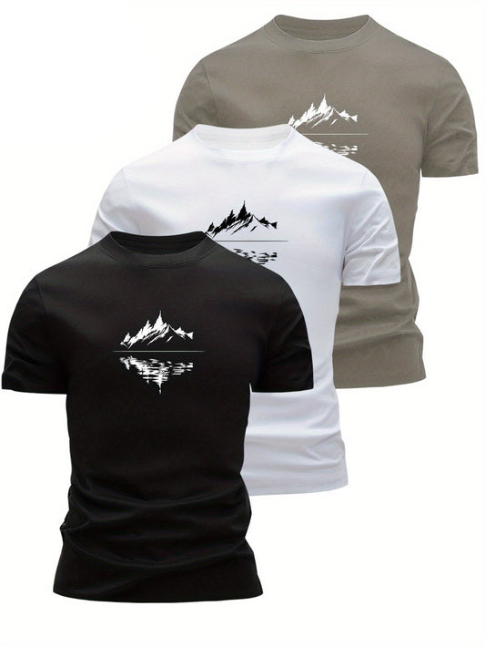 Men's T-Shirt with Mountain Landscape Print – Modern Casual Shirt for Outdoor and Everyday Use