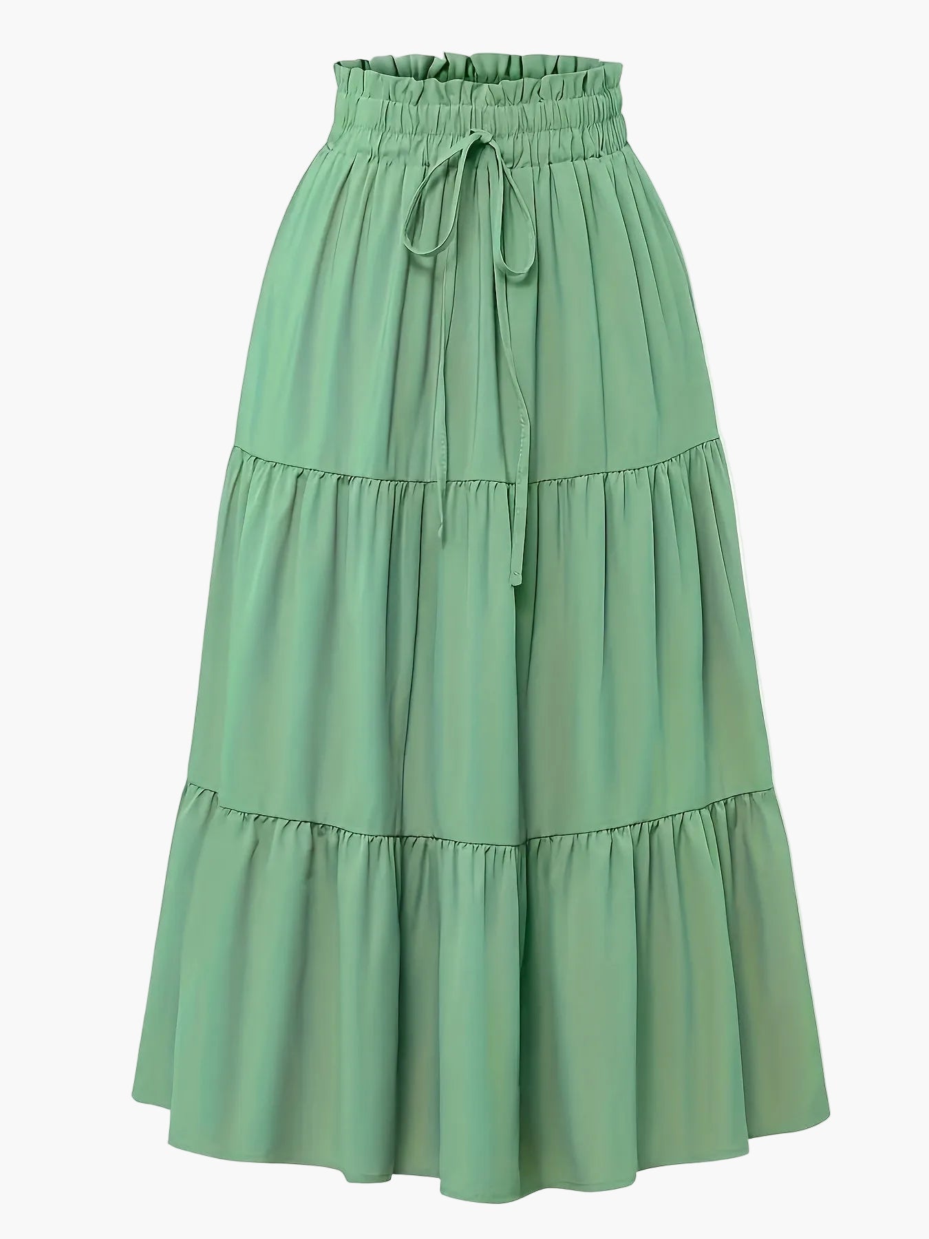 Women's Elegant Tiered Skirt with Ruffles and Drawstring – Perfect for Everyday & Leisure