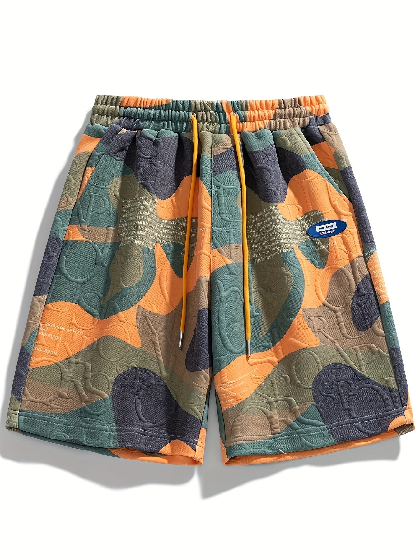 Men's graphic shorts with camouflage embossing and modern street style