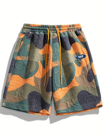 Men's graphic shorts with camouflage embossing and modern street style