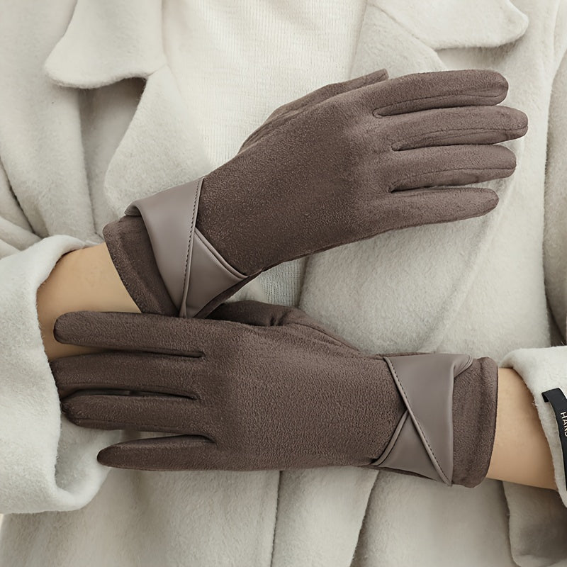 Damen Handschuhe Braun mit Wickeldetail Weiches Material Einheitsgröße