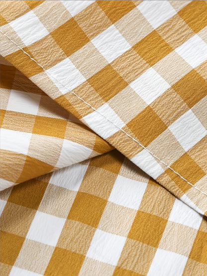 Herren Kurzarm Freizeithemd Kariert – Modernes Button-Down für Alltag und Freizeit