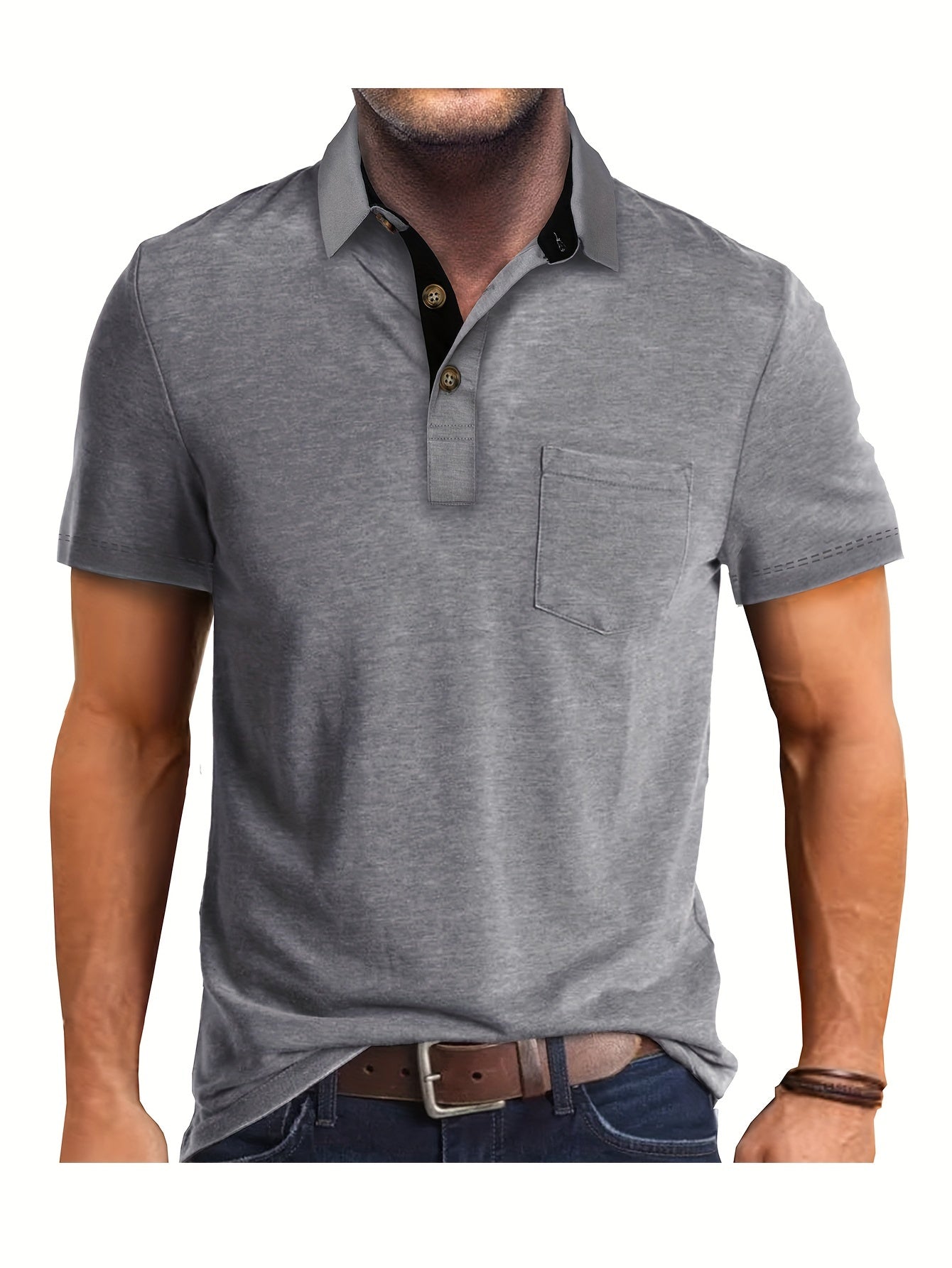 Men's Polo Shirt with Chest Pocket – Modern, Casual Polo Shirt for Everyday and Leisure Wear