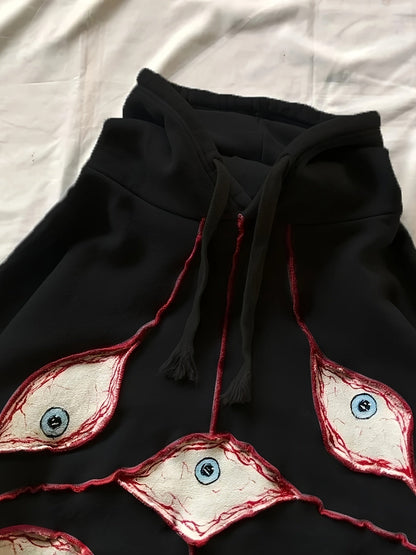 Hoodie with eye motif, relaxed fit, dark gray
