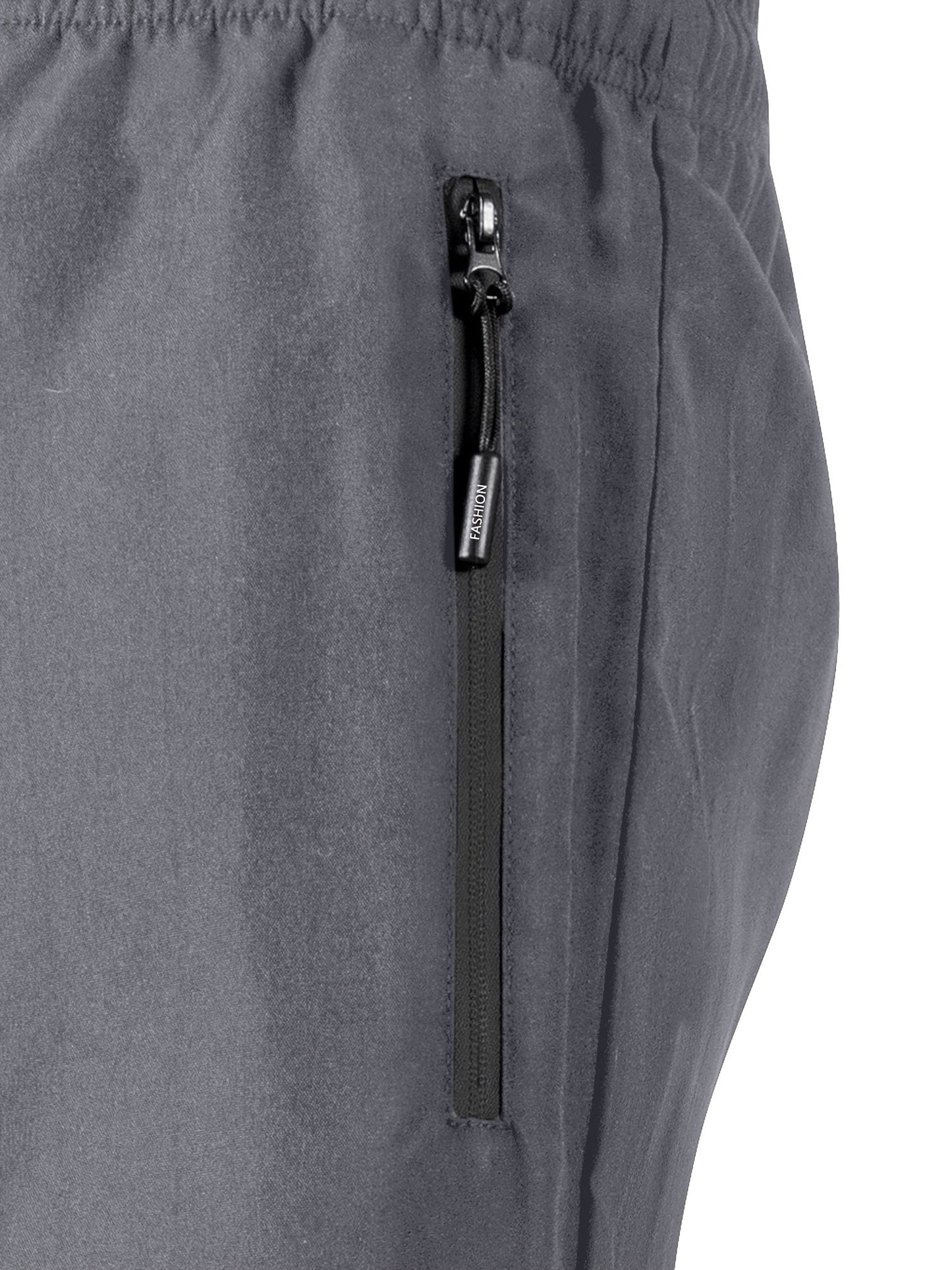 Men's Sports Shorts with Zipper Pockets and Drawstring – Perfect for Leisure and Fitness
