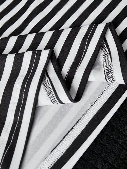 Women's polo shirt with stripes and V-neck – smart-casual style for leisure and office