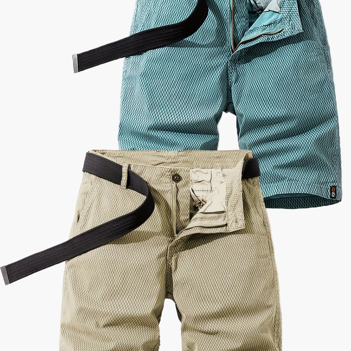 Men's Summer Casual Shorts with Belt – Breathable Regular Fit Bermuda Shorts for Everyday and Outdoor Use