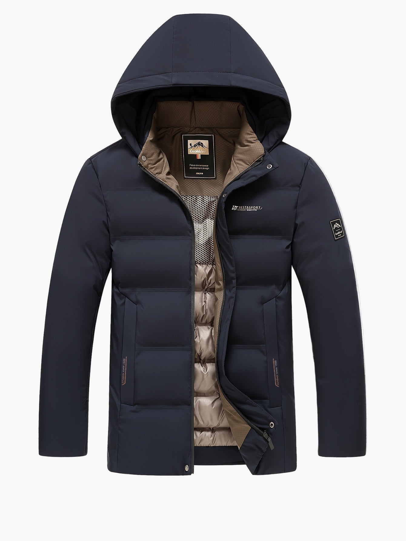 Men's Down Jacket with Hood – Winter Outdoor Quilted Jacket for Leisure & Everyday Use