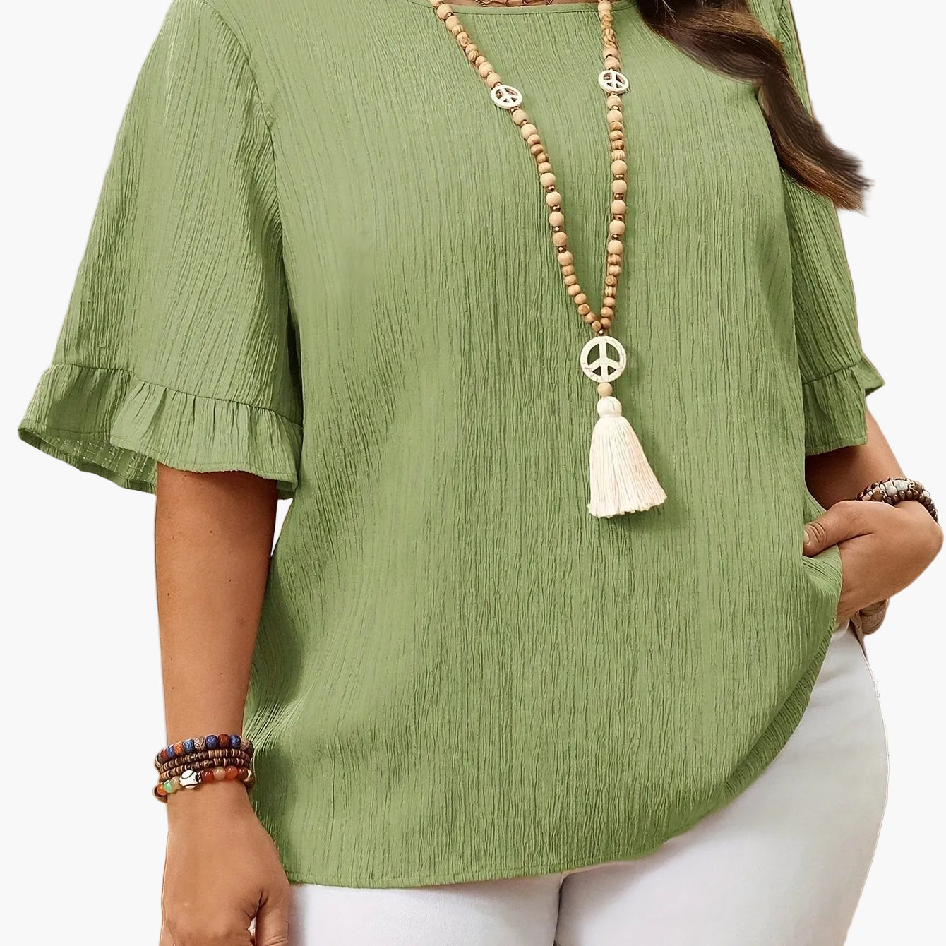 Women's Elegant Blouse with Ruffle Hem and Loose Fit – Perfect for Everyday and Office