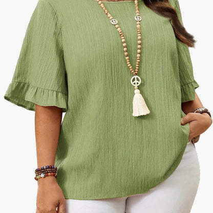 Women's Elegant Blouse with Ruffle Hem and Loose Fit – Perfect for Everyday and Office