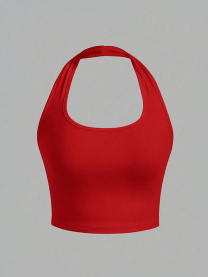 Women's Halterneck Crop Top – Backless, Summer, Casual Style
