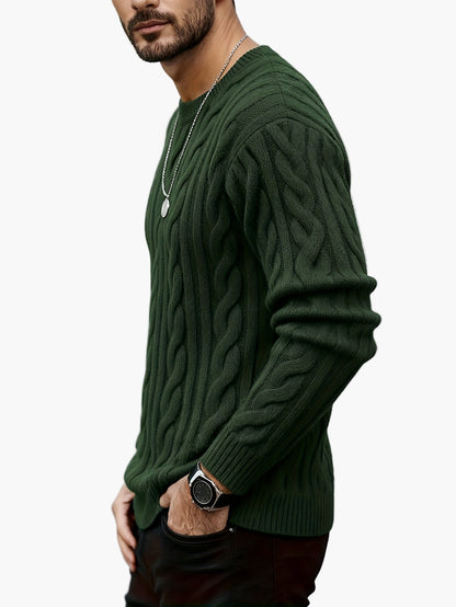 Herren Strickpullover Zopfmuster – Modischer Freizeit-Look für Herbst und Winter