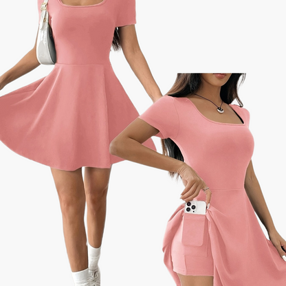 Women's Elegant Casual Dress with Short Sleeves and A-Line Cut – Perfect for Everyday and Going Out