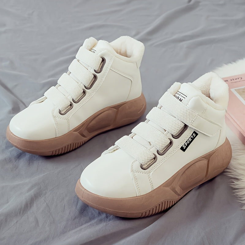 Women's high-top sneakers with hook-and-loop closure and lining
