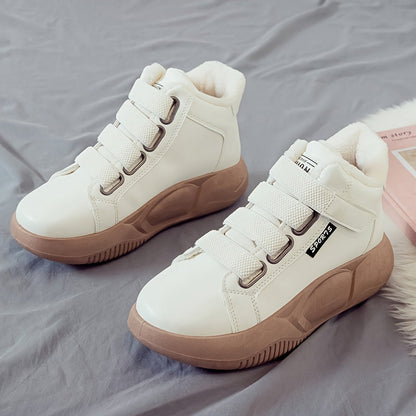 Women's high-top sneakers with hook-and-loop closure and lining