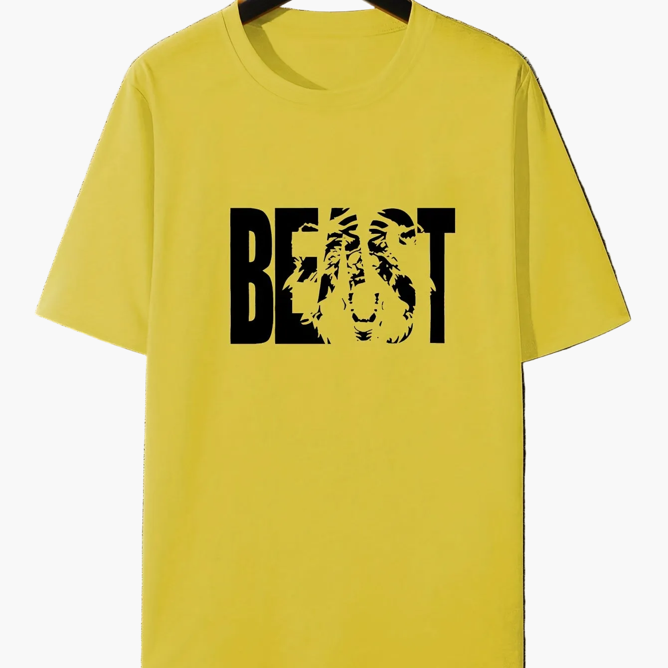Men's T-Shirt with BEAST Print – Urban Streetwear Oversize, Short Sleeve