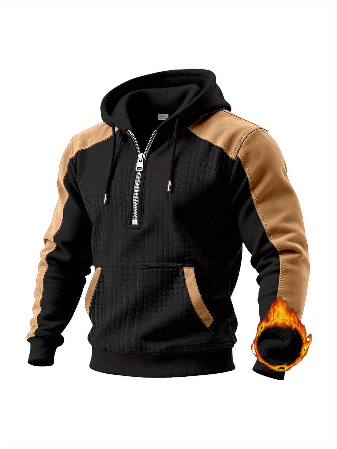 Herren Hoodie Halb-Reißverschluss Stepp-Optik Zweifarbig