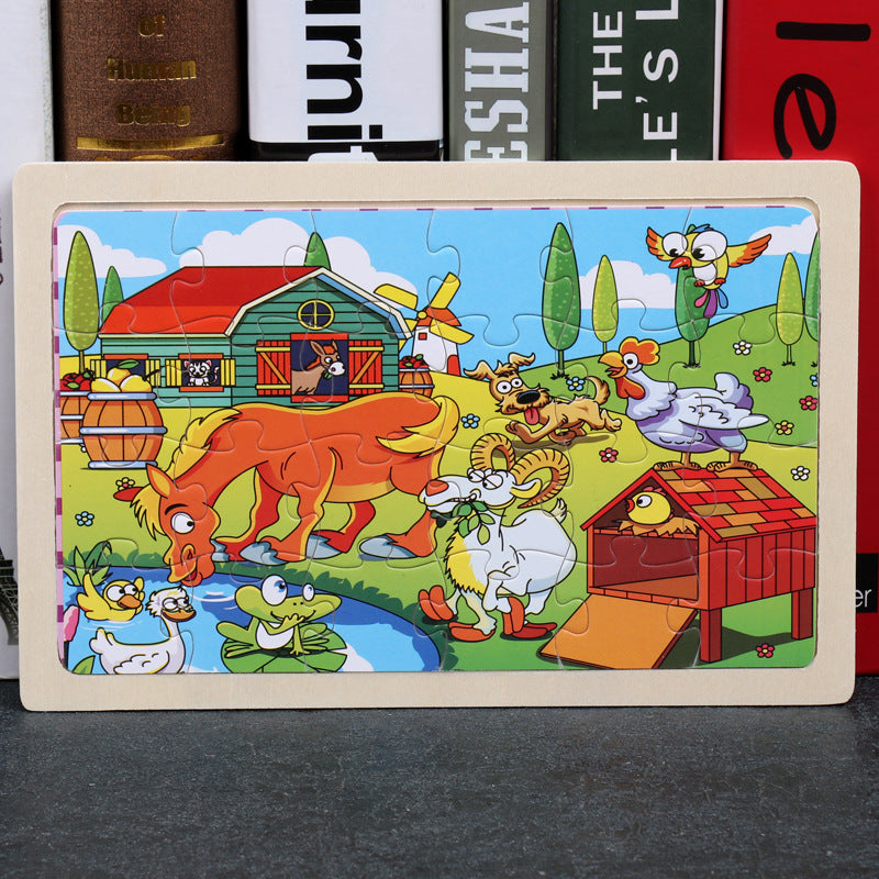 Children's Wooden Puzzle Set – Colorful Educational Toys in Storage Metal Box, from 3 Years, Unisex
