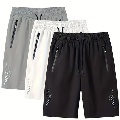 Men's sports shorts with zippered pockets for leisure and training