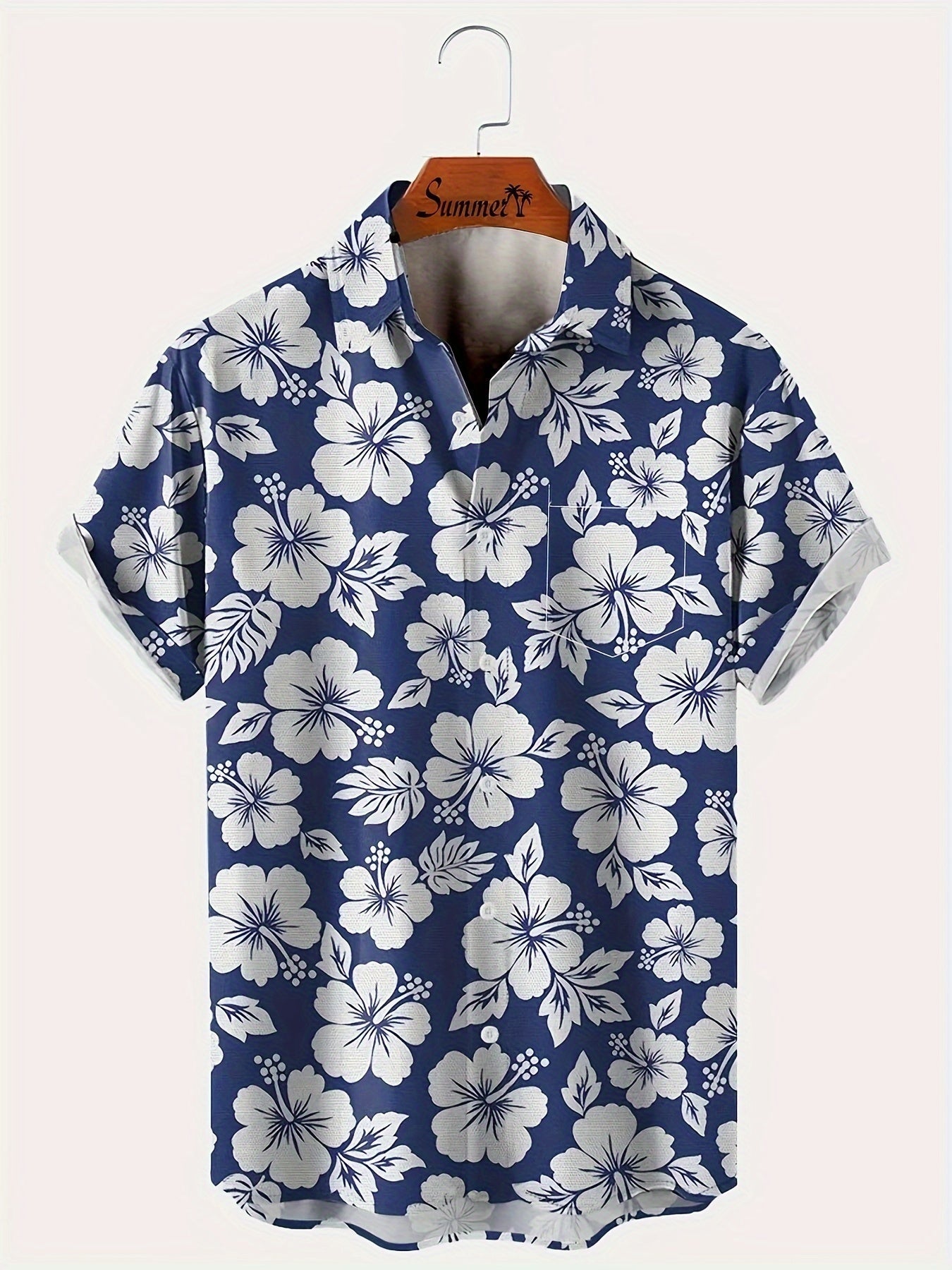 Men's Hawaiian Shirt with Floral Pattern for Vacation and Leisure – Short Sleeve, Regular Fit