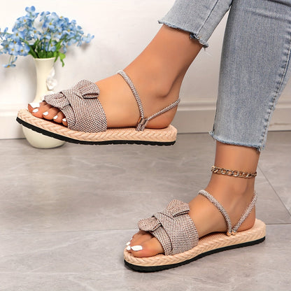 Women's summer sandals with bow and ankle strap – fashionable casual shoes for everyday wear & vacation