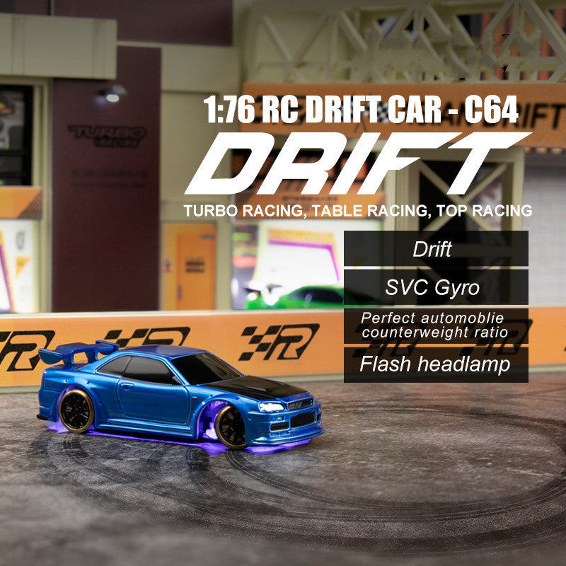 1:76 RC Drift Car C64 for Boys, Turbo Racing, Table Racing, Model Car with SVC Gyro and LED
