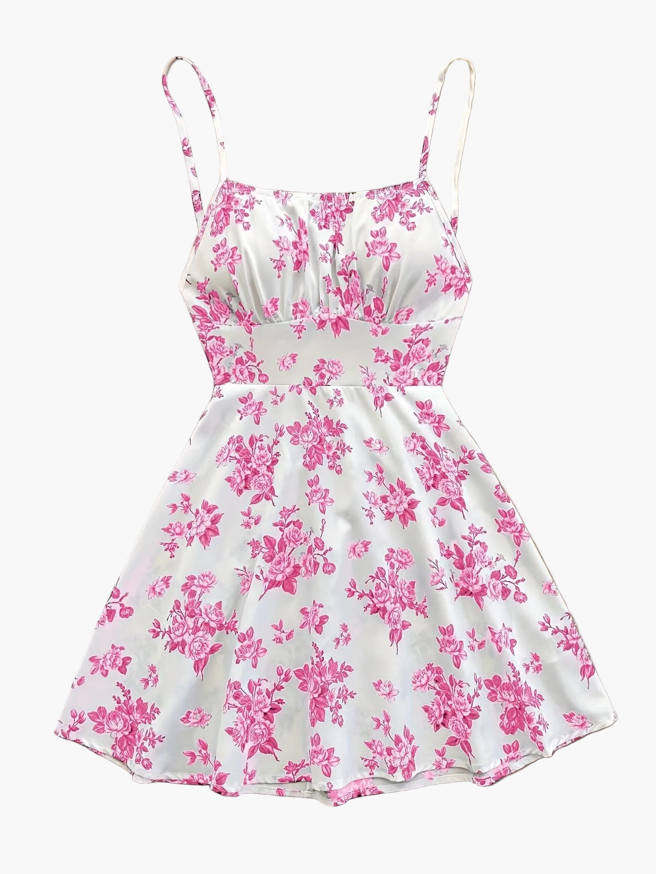 Women's Summer Dress Elegant with Floral Pattern and Spaghetti Straps – Perfect for Casual Wear and Garden Parties