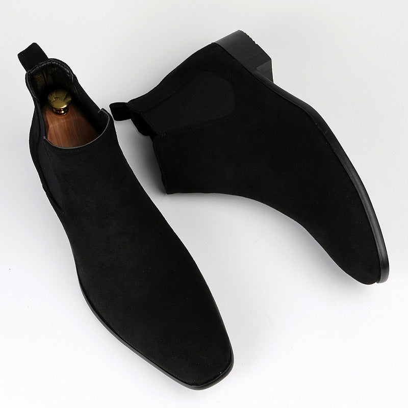 Chelsea boots for men, suede-look, elastic side panel, low heel