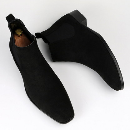 Chelsea boots for men, suede-look, elastic side panel, low heel