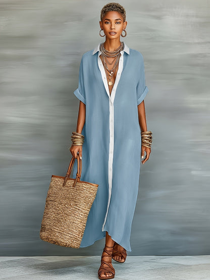 Women's Maxi Shirt Dress in Casual Boho Style for Vacation and Summer