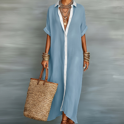 Women's Maxi Shirt Dress in Casual Boho Style for Vacation and Summer