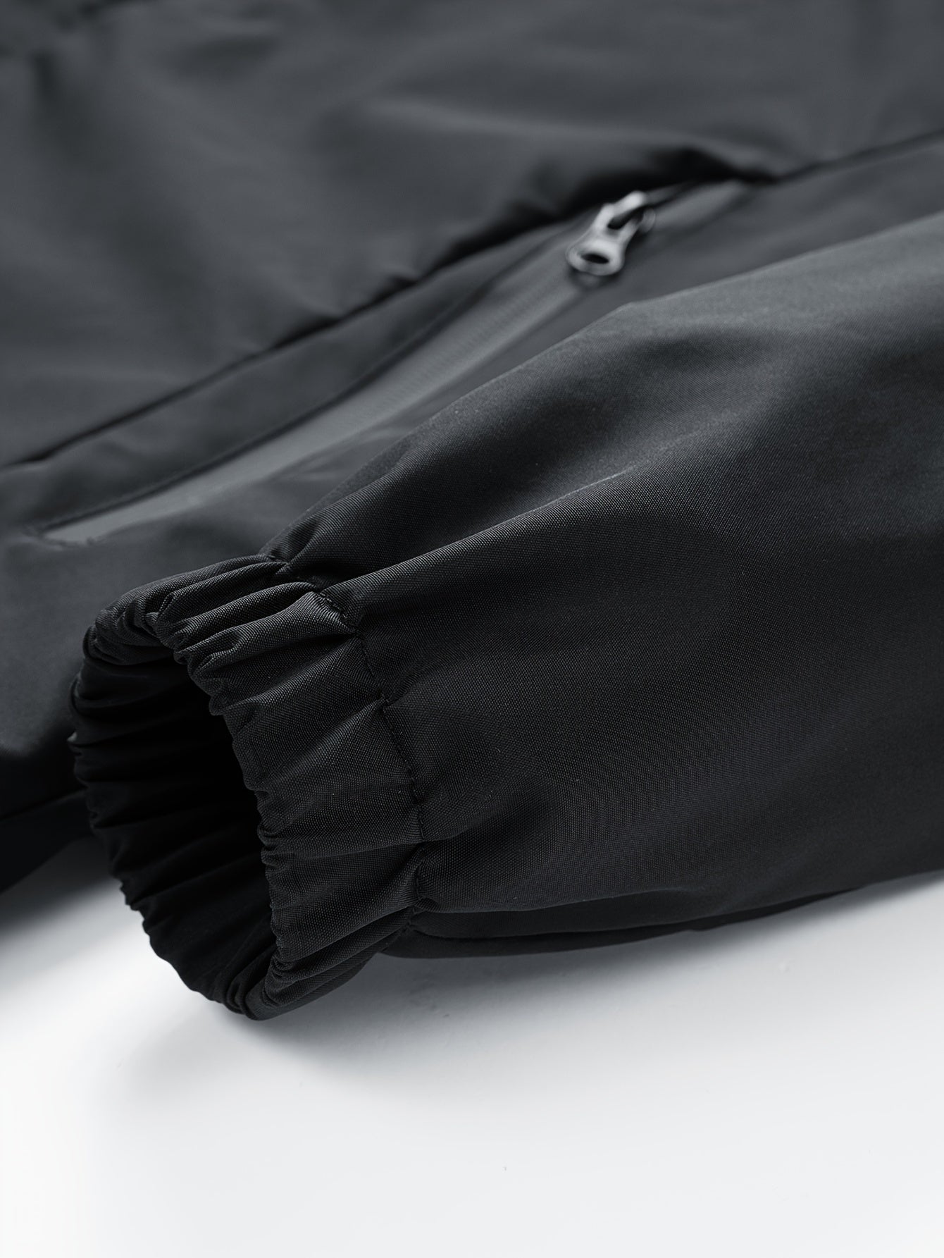 Unisex black windbreaker jacket with hood and red dragon design
