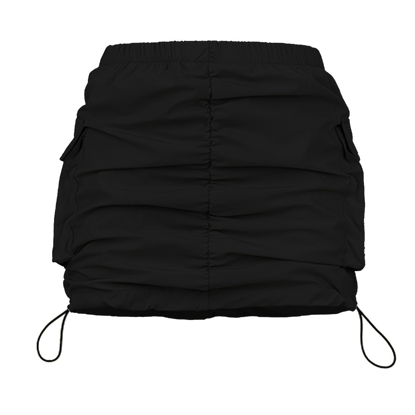 Damen Utility Minirock mit Kordelzug und Cargotaschen – Streetstyle Freizeitrock