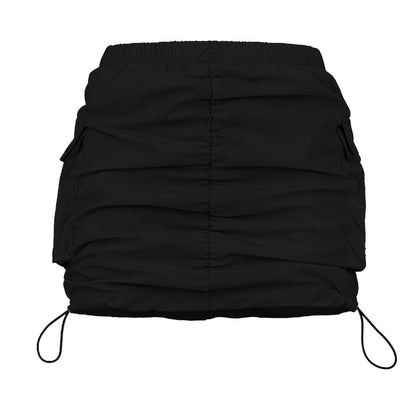 Damen Utility Minirock mit Kordelzug und Cargotaschen – Streetstyle Freizeitrock