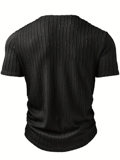 Men's Henley T-Shirt Short Sleeve – Fashionable Casual Shirt with Button Placket for Everyday & Summer