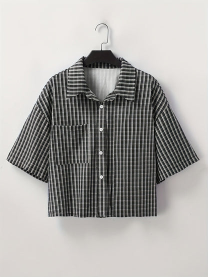 Herren Kurzarm Oversize Hemd im Karo-Design – Moderner Streetstyle für Freizeit & Alltag