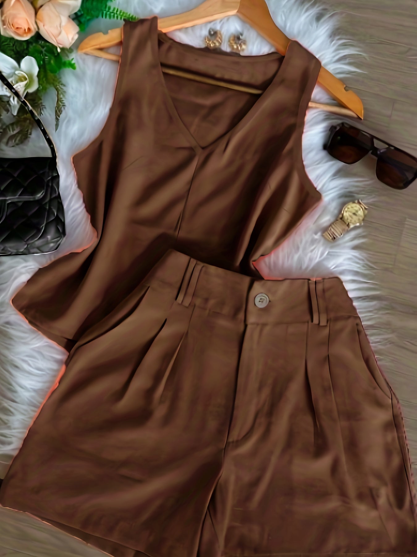 Women's Two-Piece Set – Elegant Top and Shorts for Spring & Summer, Leisure & Everyday Wear