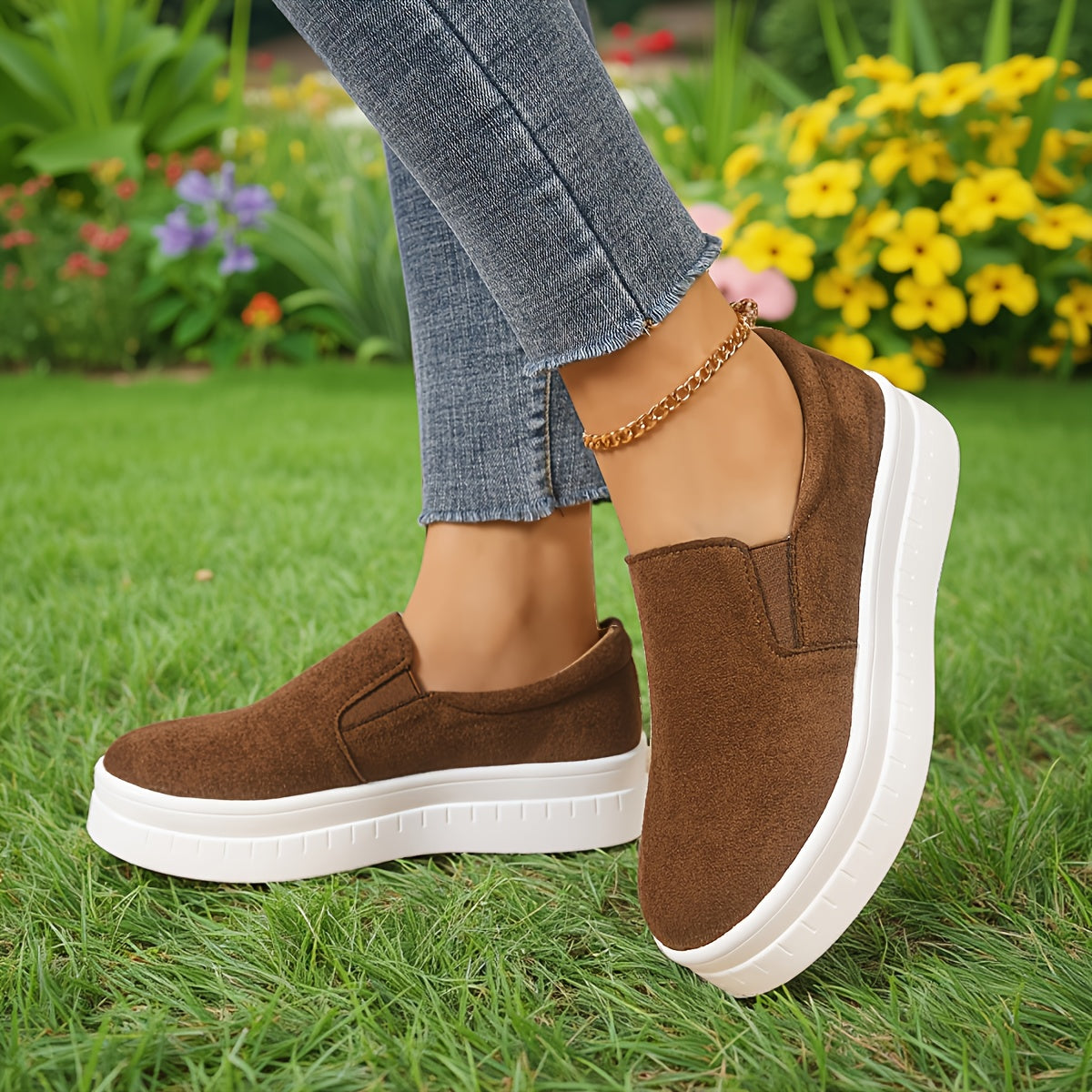 Women's Slip-On Platform Sneakers in Penny Loafer Style for Spring – Comfortable and Elegant Casual Shoes