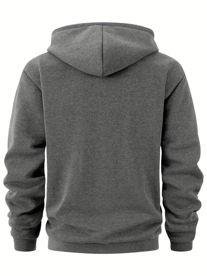 Men's hoodie with half-zip, kangaroo pocket & chest pocket, hooded sweatshirt