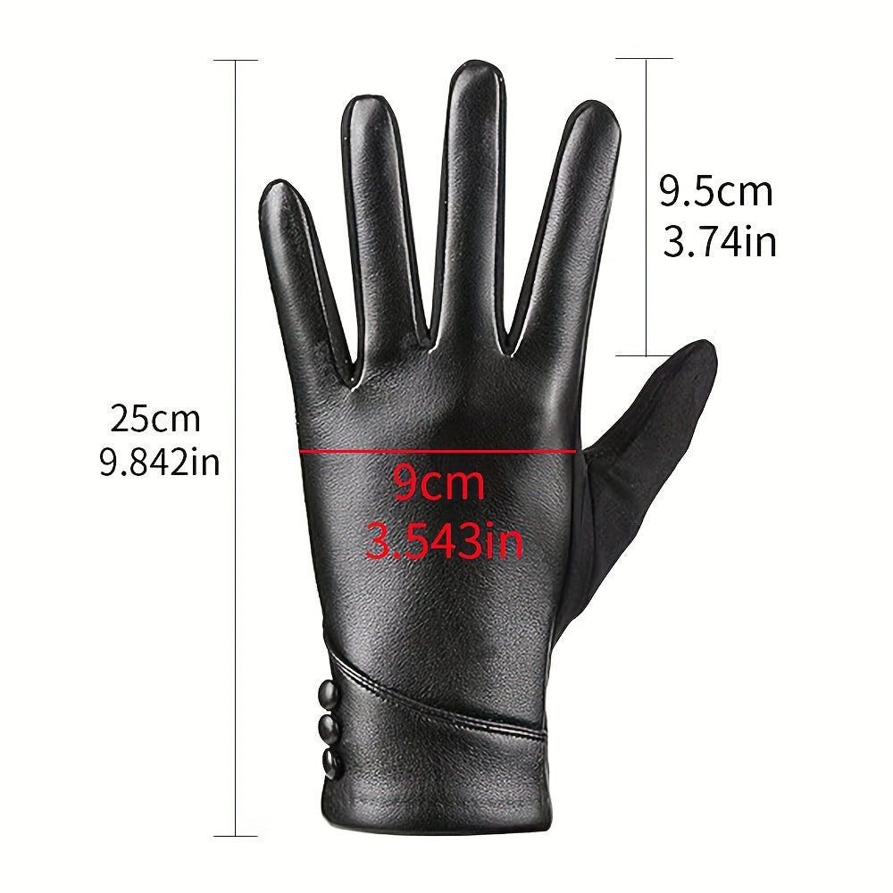 Elegant black women's gloves with decorative buttons